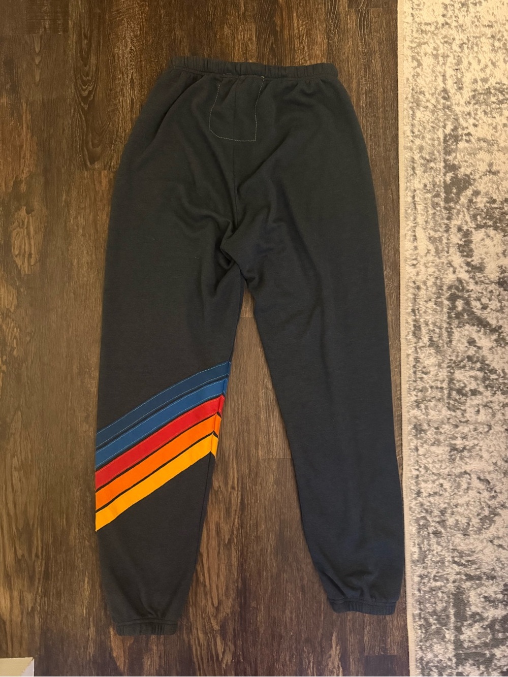 Aviator Nation Black Track Joggers with Blue, Red & Yellow Stripes - Picture 2 of 3